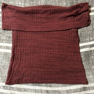 Express Maroon Off-Shoulder Sweater
